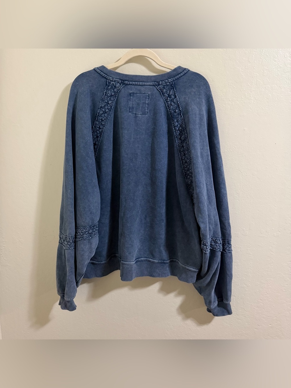 Aerie Hey Crochet Mineral Wash Sweatshirt Large boho Balloon-style sleeves - Picture 10 of 11